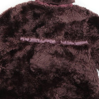 Mini Mode Chocolate Brown Soft Faux Fur Coat with Pretty Bow - Girls 12-18m