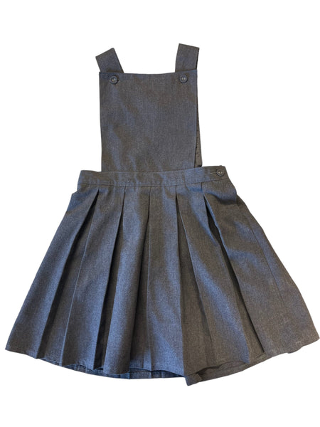 Girls Grey School Pinafore Dress - Preloved