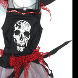George Halloween Gore Skeleton Black/Red White Fancy Dress Costume - Girls 11-12yrs
