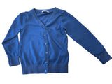 Girls Plain Blue Knitted School Cardigan - Preloved 