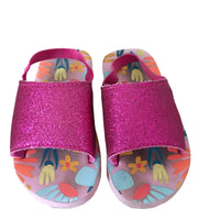 Girls Pink Glitter Slip On Summer Mule Sandals - Girls Size Infant UK 7 EUR 24