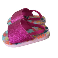Girls Pink Glitter Slip On Summer Mule Sandals - Girls Size Infant UK 7 EUR 24
