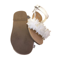 White Girls Floral Trim Summer Sandals - Girls Size UK Infant 7 EUR 24