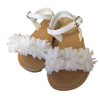 White Girls Floral Trim Summer Sandals - Girls Size UK Infant 7 EUR 24