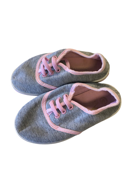Slazenger Girls Grey & Pink Slip On Canvas Pumps Shoes - Girls Size UK Infant 7 EUR 24