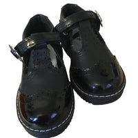 Tu Black Patent Mary Jane Brogue Shoes - Girls Size UK Infant 7