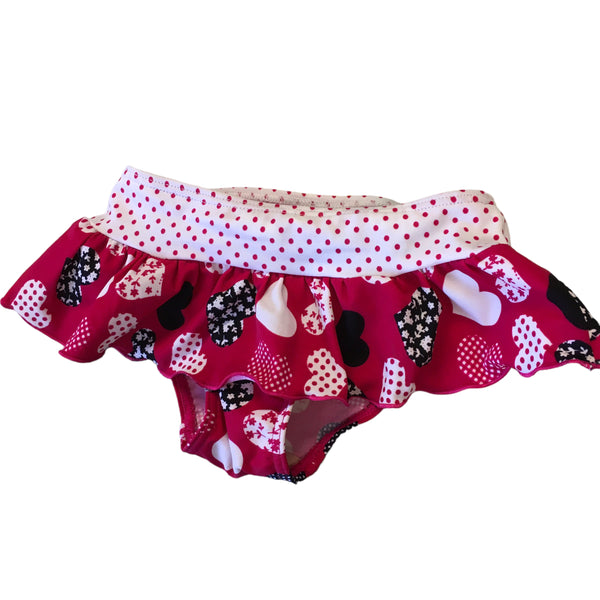 Matalan Pink Heart Print Frilly Bikini Swim Bottoms - Girls 12-18m