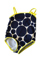 M&S Navy & Yellow Spotted Girls Swimsuit Costume - Girls 3-4yrs