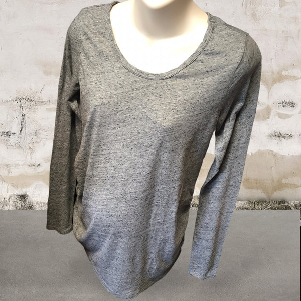 H&M Mama Grey Speckled L/S Stretch Knit Scoop Neck Top - Size Maternity M UK 12-14