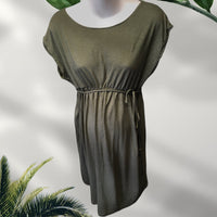 H M Mama Khaki Green Jersey Tunic Dress With Belt Size Maternity