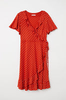 Brand New H&M Mama Red Spotty S/S Wrap Dress - Size Maternity S UK 8-10