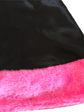 Black & Pink Faux Fur Halloween Witch Fancy Dress Hat - Girls One Size