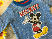 Disney at Primark Blue L/S Top with Mickey Mouse Applique - Boys 0-3m