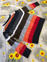 Baby Gap Multi Striped Soft Knit V Neck Jumper with Teddy Motif - Boys 12-18m