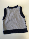 Bluezoo Baby Navy Grey Striped Knitted Tank Top Jumper - Boys 6-9m