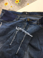 Boohoo Maternity Blue Stonewash Distressed Look Under Bump Jeans - Size Maternity UK 14