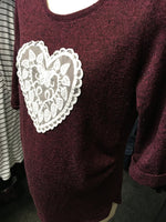 New Look Maternity Red Knitted Heart Applique Top - Size Maternity UK 12