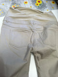 H&M Mama Beige Cropped Over Bump Cotton Chino Trousers - Size Maternity UK 12