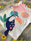 M&S Tropical Bird White Colourful Print Summer Top - Girls 3-4yrs