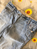 Fat Face Girls Blue Stonewashed Denim Jeans Pink Stitching - Girls 7yrs