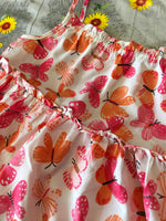 Tu White/Pink/Orange Butterfly Print Strappy Summer Dress - Girls 2-3yrs