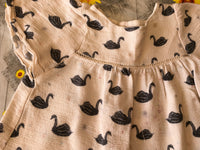 Zara Girls Ecru Swan Print Cotton Top - Playwear - Girls 3-4yrs