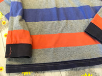 Mayoral Grey/Blue/Orange Striped L/S Polo Shirt - Boys 8yrs