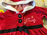 George Little Miss Christmas Baby Hooded Santa Velour Dress -  Girls 6-9m