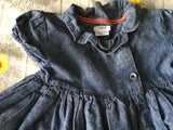 Mamas & Papas Denim S/S Floral Prairie Button Front Dress - Girls 18-24m