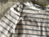V By Very White L/S Top with Grey Stripe - Unisex 3-6m