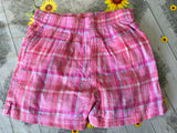 Adams Pink Check Crinkle Cotton Shorts - Girls 12-18m
