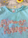 Flower Power Girls Aqua Blue T-Shirt - Playwear - Girls 3-4yrs