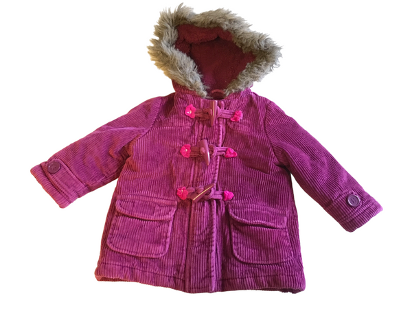 John Lewis Baby Magenta Pink Thick Winter Duffle Coat with Hood Girl Growth Spurtz
