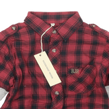 Brand New John Rocha Red Checked Waffle Sleeve Shirt - Boys 7yrs