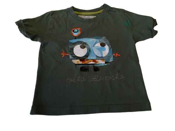 Rocha Little Rocha Khaki Robot Applique T-Shirt - Boys 12-18m