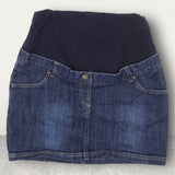 Jojo Maman Bebe Indigo Blue Denim Skirt Over Bump Style - Size Maternity UK 10