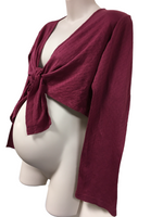 Jojo Maman Bebe Maroon Red Thin Knit Shrug Wrap Cardigan - Size Maternity L UK 16-18