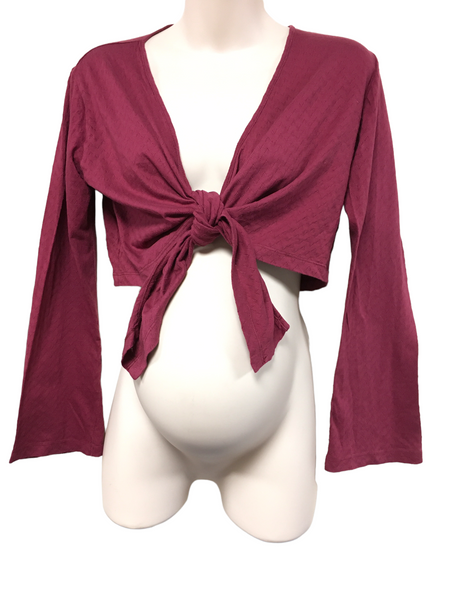Jojo Maman Bebe Maroon Red Thin Knit Shrug Wrap Cardigan - Size Maternity L UK 16-18