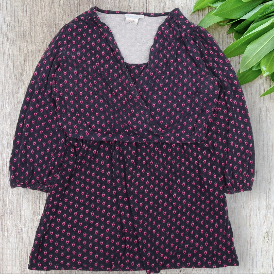 Jojo Maman Bebe Navy Pink Fruit Print 3 4 Sleeve Nursing Top Size Growth Spurtz