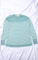 Jojo Maman Bebe Turquoise Soft Knit Striped Jumper - Size Maternity M UK 12-14