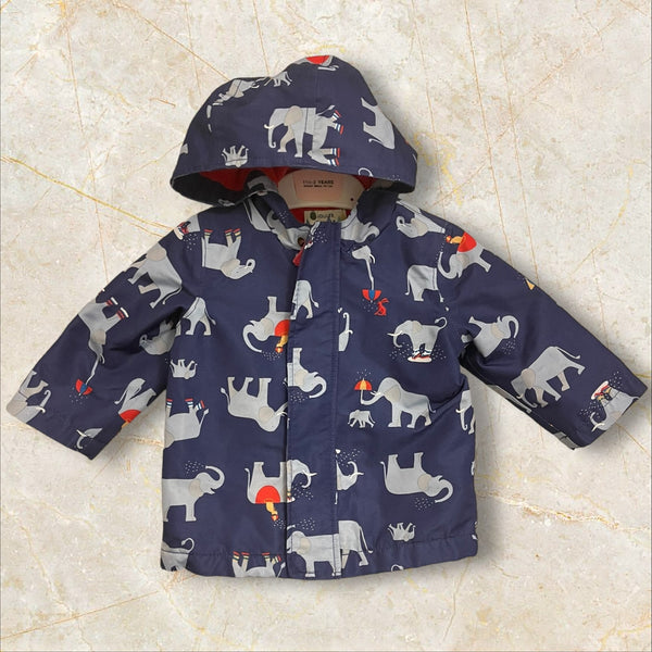 Joules Baby Barnaby Elephant Print Hooded Raincoat Jacket - Boys 6-9m