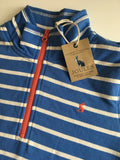 Brand New Joules Blue White Stripe Zip up Fleece Jumper Sweatshirt - Unisex 11-12yrs
