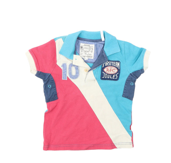 Joules Red Blue & White S/S Polo Top - Boys 3yrs
