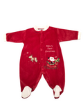 Baby's First Christmas Red Velour Baby Sleepsuit - Unisex 0-3m
