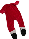 George Santa Red Soft Velour Baby Christmas Sleepsuit - Unisex 9-12m