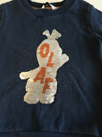 M&S Disney Frozen Olaf Sequin Blue Jersey Jumper - Unisex 3-4yrs