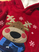 George Red Thick Fleece Reindeer Christmas Hoodie - Unisex 2-3yrs