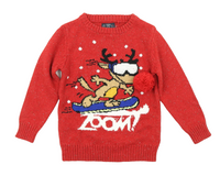 Next Zoom! Reindeer Light Up Red Christmas Jumper - Unisex 5yrs