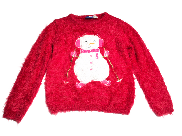 Lupilu Soft Fluffy Red Christmas Jumper with Snowman Applique - Girls 4-6yrs