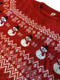 Tu Kids Christmas Jumper Red Fair Isle Snowman - Unisex 10yrs